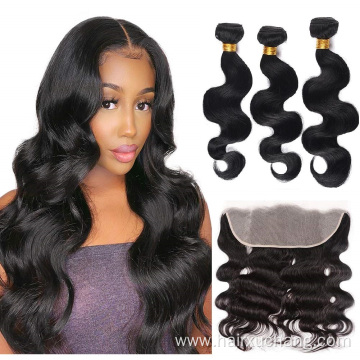 10A Brazilian Virgin Wave Hair Bundles with Frontal